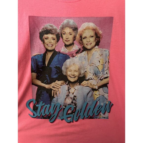 The Golden Girls TV Show ABC Stay Golden Men's Tee Size L 42/44 Neon Pink VTG - Picture 2 of 4